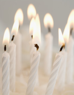 Lit birthday candles.