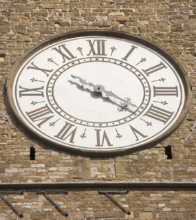 Clock face of the Palazzo Vecchio Florence Italy.
