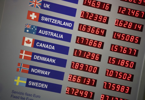 Electronic display of exchange rates.