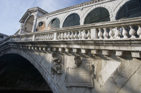 Rialto Bridge over the Grand Canal Venice Italy.