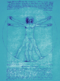 DaVinci drawing of body of man.