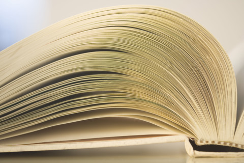 Closeup of an open book.