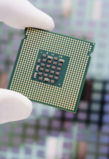 Closeup of a microchip.