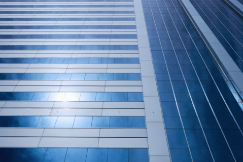 Close up of modern building .