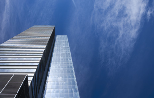 Modern office building and blue sky.