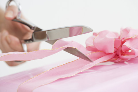 Wrapping a present.