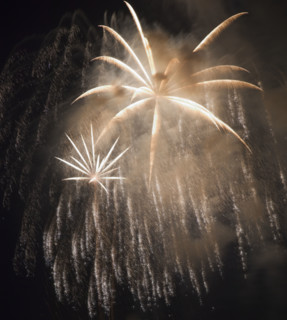 Fireworks in the night sky.