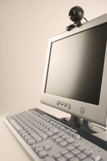 Computer with webcam attachment.