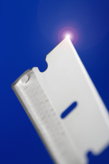 Closeup of razor blade.
