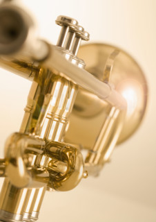 Closeup of trumpet.