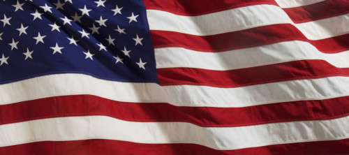 Closeup of American flag.