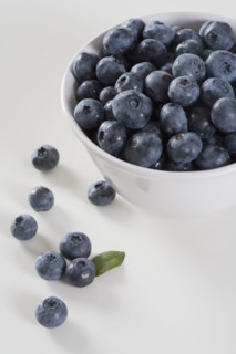 Still life of bowl of blueberries.