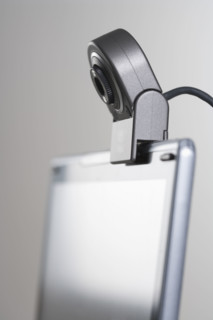 Laptop computer with webcam.