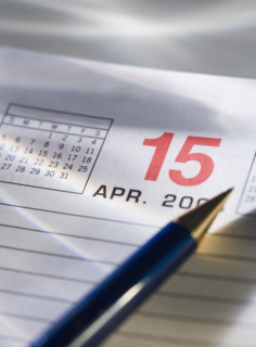 Still life of calendar page of April 15.