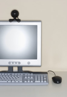 Computer with webcam attachment.