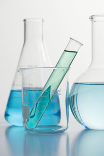 Closeup of beakers.