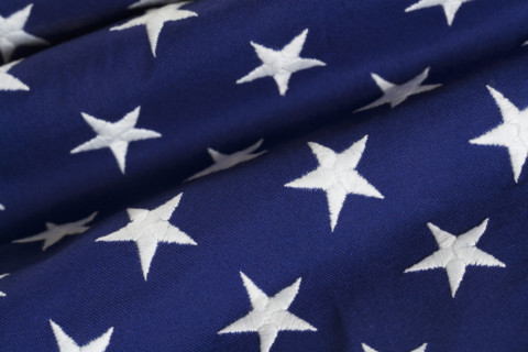 Closeup of stars on American flag.
