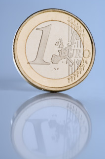 Sill life of Euro coin.
