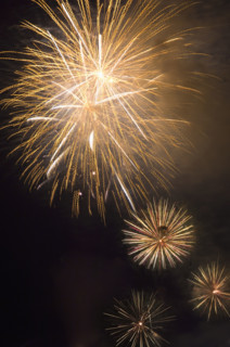 Fireworks in the night sky.