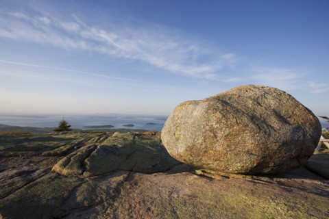 Boulder on Cadillac Mountain Acadia Maine.