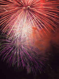 Fireworks in the night sky.