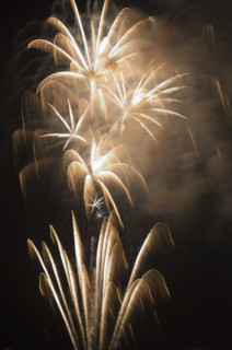 Fireworks in the night sky.