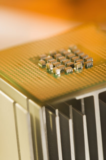 Closeup of a microchip.