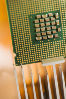 Closeup of a microchip.