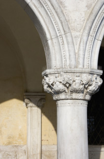 Column on the Doges' Palace Venice Italy.