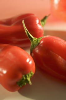 Closeup of red peppers.