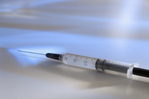 Closeup of hypodermic needle.