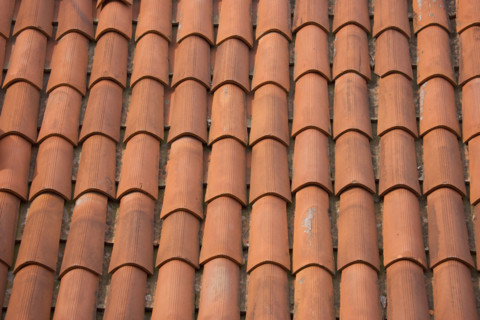 Terracotta roof tiles Italy.