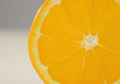 Closeup of round orange slice.