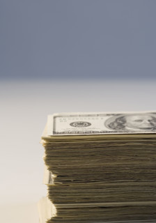 Closeup of pile of money.