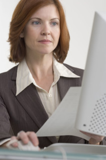 Businesswoman working on computer.