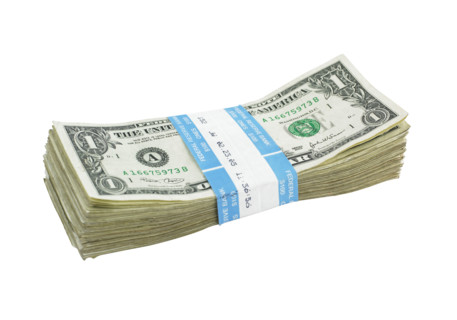 Dollar bills with paper band.