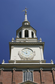 Independence Hall tower in Philadelphia PA.