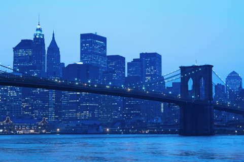 Lower New York and Brooklyn Bridge New York NY.