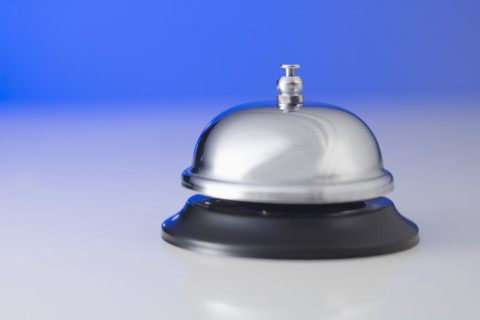 Closeup of a desktop bell.