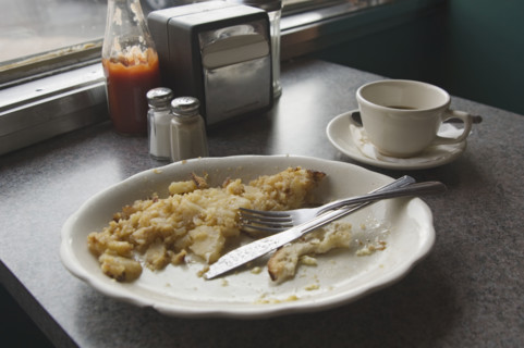 Still life of half eaten meal.