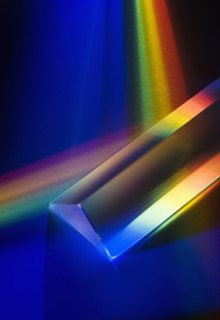 Light passing through a prism.