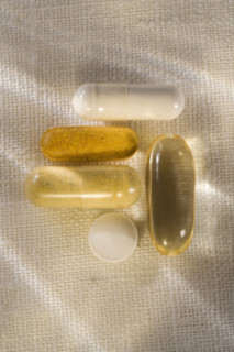Closeup of a variety of pills.