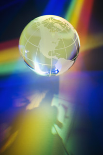 Light passing through a globe.