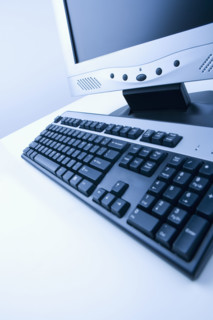 Still life of monitor and keyboard.