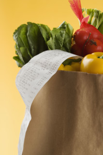 A full bag of groceries.