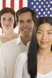 Portrait of three Americans.