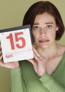 Woman worried about tax deadline.