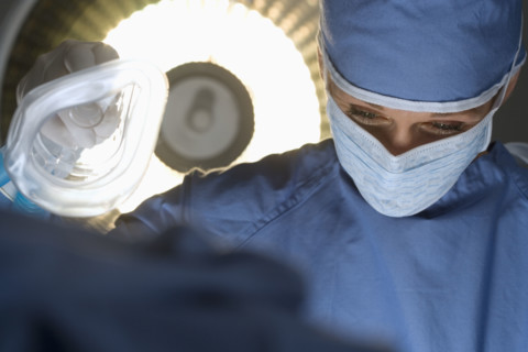 Anesthesiologist at work.