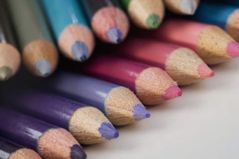 A variety of colored pencils.