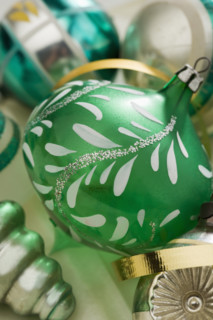 A group of Christmas ornanaments.